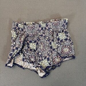 Charlotte‎ Russe Paisley Shorts Women's XS Flowing Floral Ornate Purple Ruffle